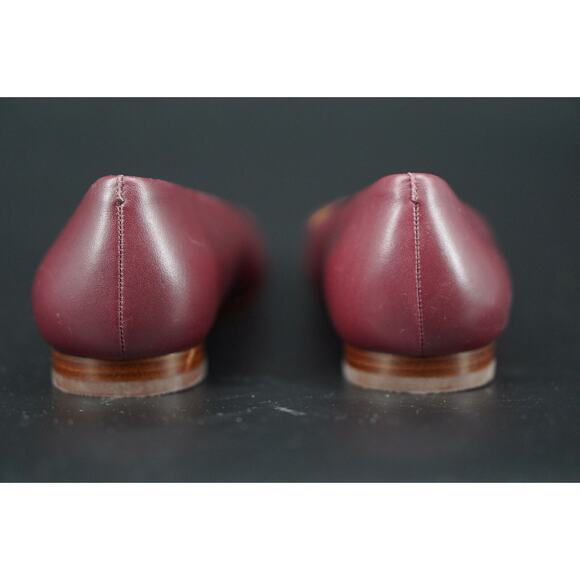 Tory Burch Burgundy Leather Fairford Pointy Toe Ballet Flats SZ 6 Logo $250 New - Picture 10 of 12